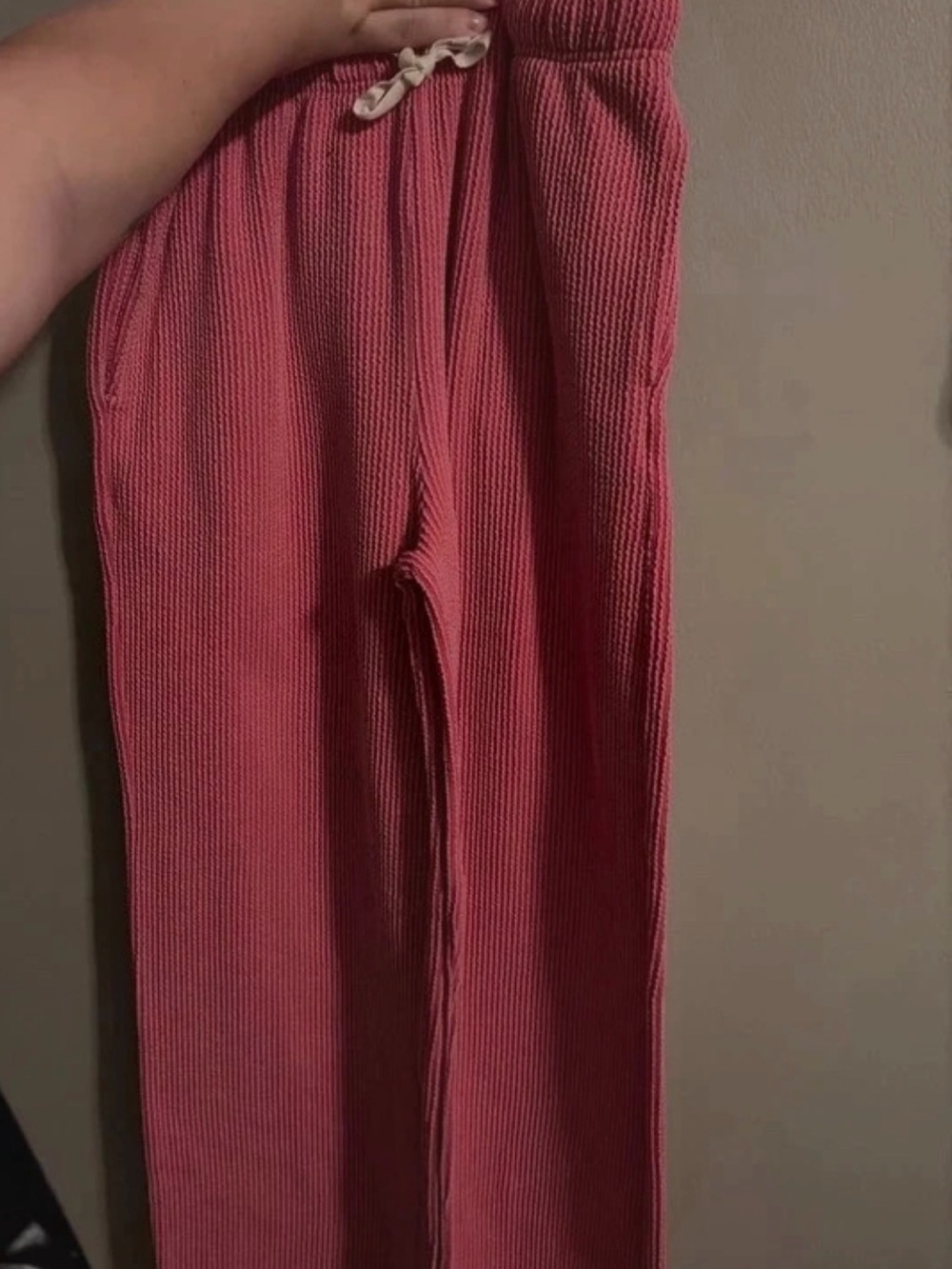 Zenana Outfitters Ribbed Wide-Leg Lounge Pants in Rose Pink